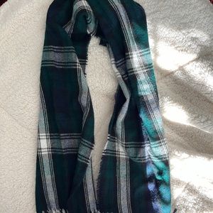 Soft green plaid scarf.